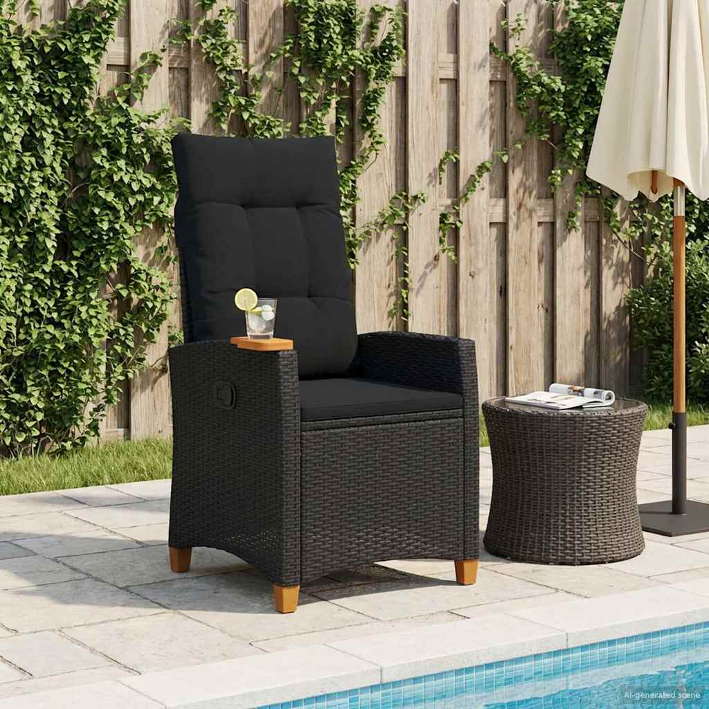 reclining chair with tea plate Black 62 x 64 x 112 cm