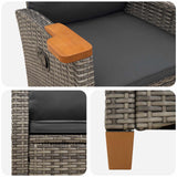 reclining chair with tea plate 62 x 64 x 112 cm Poly Rattan - 45-Degree Angle
