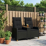 Reclining Bench with Table Black 126 x 65 x 112 cm Poly Rattan