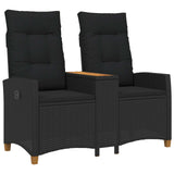 Reclining Bench with Table Black 126 x 65 x 112 cm Poly Rattan