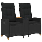 Reclining Bench with Table 2 -Seater 126 x 65 x 112 cm Black
