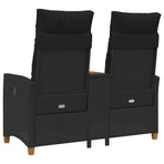 Reclining Bench with Table 2 -Seater 126 x 65 x 112 cm Black