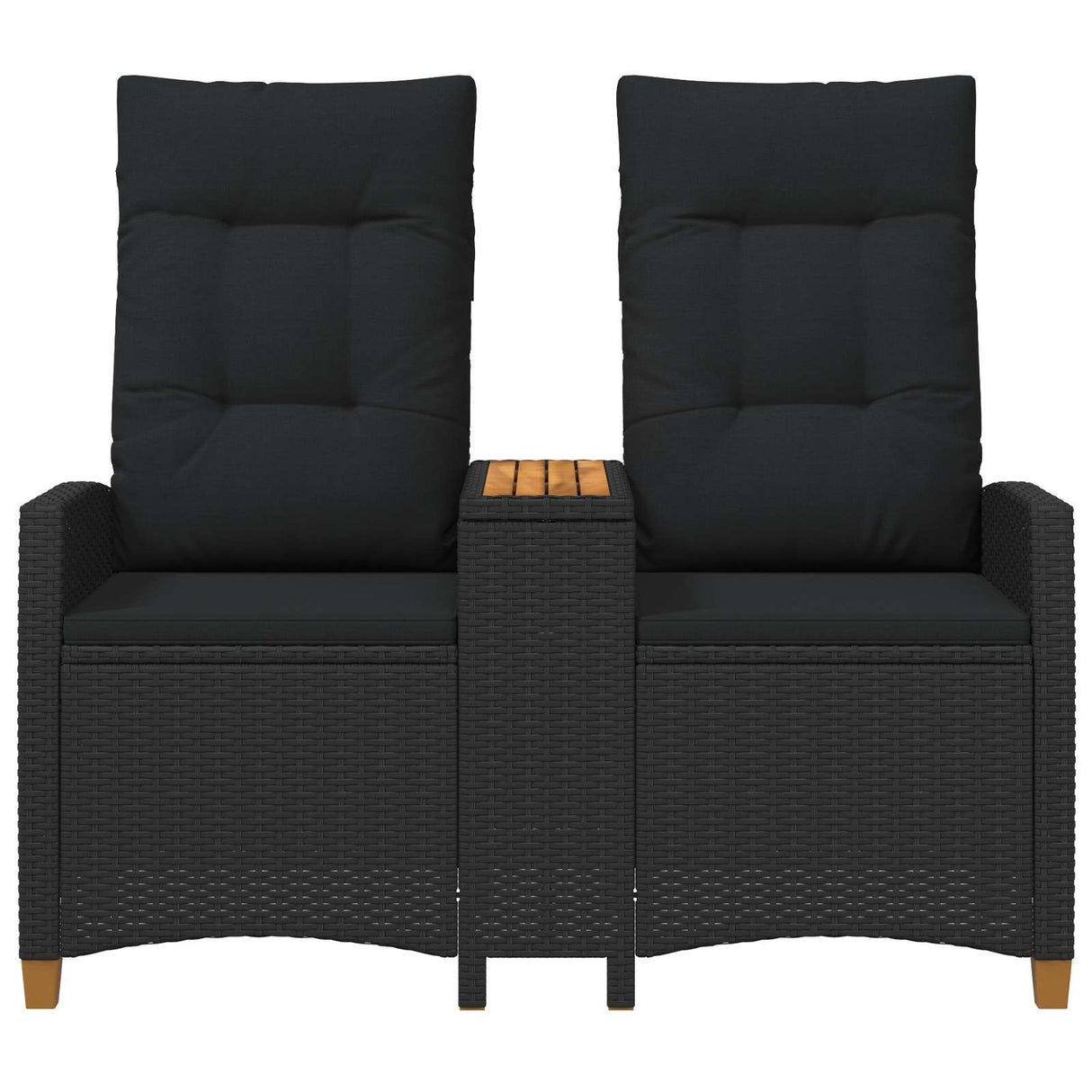 Reclining Bench with Table Black 126 x 65 x 112 cm Poly Rattan