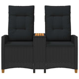 Reclining Bench with Table Black 126 x 65 x 112 cm Poly Rattan