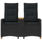 Reclining Bench with Table 2 -Seater 126 x 65 x 112 cm Black