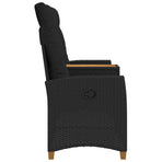 Reclining Bench with Table 2 -Seater 126 x 65 x 112 cm Black