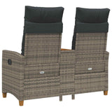 Reclining Bench with Table Grey and Dark Grey 126 x 65 x 112 cm - Top-Down View