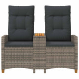 Reclining Bench with Table Grey and Dark Grey 126 x 65 x 112 cm
