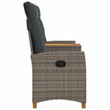 Reclining Bench with Table Grey and Dark Grey 126 x 65 x 112 cm - Side View