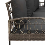 Garden sofa set with Cushion 2 pcs Grey Poly Rattan and Steel - Low Angle
