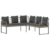 Garden sofa set with Cushion 2 pcs Grey Poly Rattan and Steel - Top-Down View