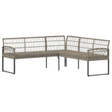 Garden sofa set with Cushion 2 pcs Grey Poly Rattan and Steel