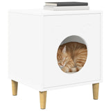 Cat House White 42.5 x 40 x 53 cm Engineered Wood - Side View