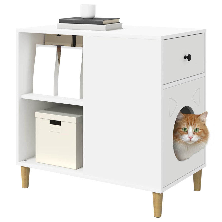 Cat House White 72 x 42.5 x 70 cm Engineered Wood