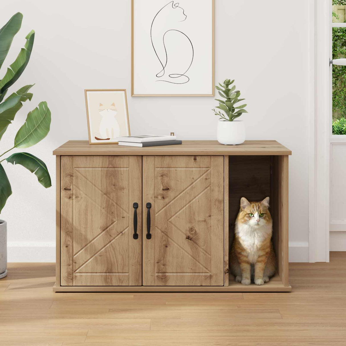 Cat House Artisian Oak 85 x 55 x 50.5 cm Engineered Wood