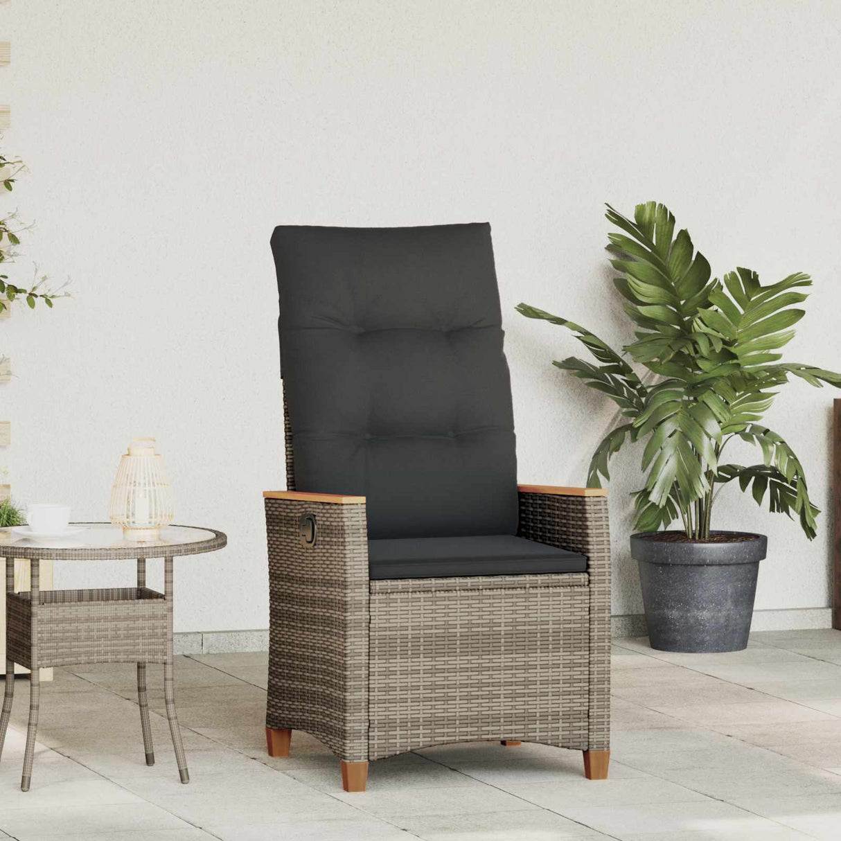 Reclining Garden Chair Grey and Dark Grey 64 x 57.5 x 112 cm
