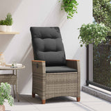 Reclining Garden Chair Grey and Dark Grey 64 x 57.5 x 112 cm