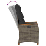 Reclining Garden Chair Grey and Dark Grey 64 x 57.5 x 112 cm - Low Angle