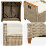 Reclining Garden Chair Beige and Cream 64 x 57.5 x 112 cm