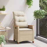 Reclining Garden Chair Beige and Cream 64 x 57.5 x 112 cm - Side View