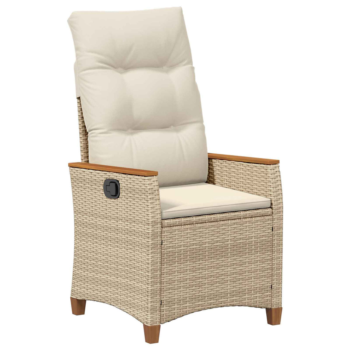 Reclining Garden Chair Beige and Cream 64 x 57.5 x 112 cm