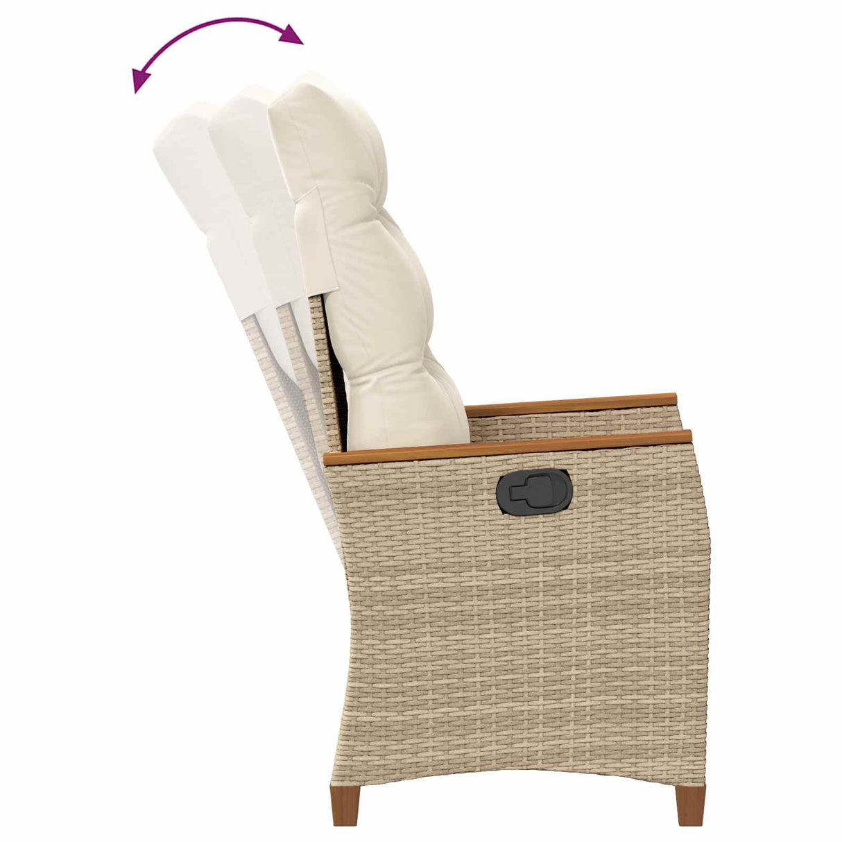 Reclining Garden Chair Beige and Cream 64 x 57.5 x 112 cm