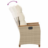 Reclining Garden Chair Beige and Cream 64 x 57.5 x 112 cm - Low Angle