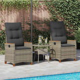 Reclining Garden Chair Grey and Dark Grey 64 x 57.5 x 112 cm - Side View