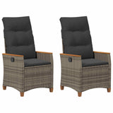 Reclining Garden Chair Grey and Dark Grey 64 x 57.5 x 112 cm - Front View