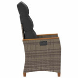 Reclining Garden Chair Grey and Dark Grey 64 x 57.5 x 112 cm - Rear View