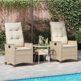 Reclining Garden Chair Beige and Cream 64 x 57.5 x 112 cm