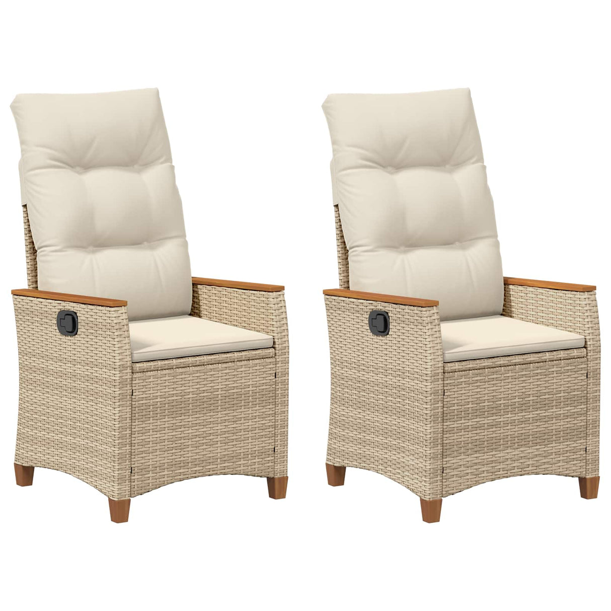 Reclining Garden Chair Beige and Cream 64 x 57.5 x 112 cm