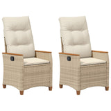 Reclining Garden Chair Beige and Cream 64 x 57.5 x 112 cm
