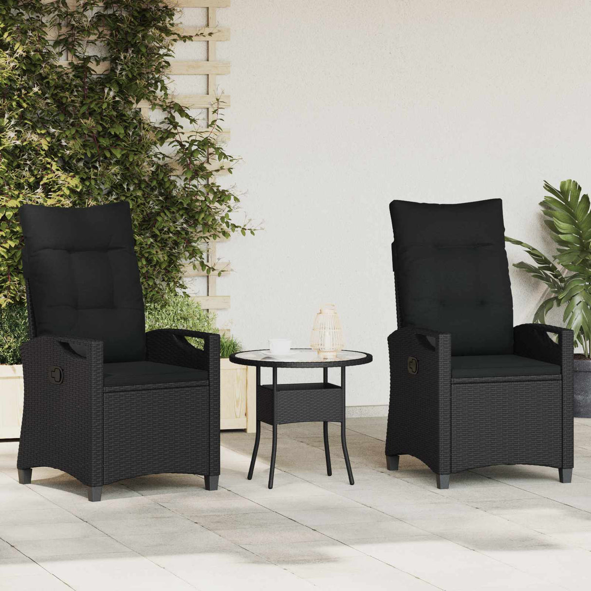 Garden Chair 2 pcs Black 56 x 64 x 94 cm Steel and Polyester