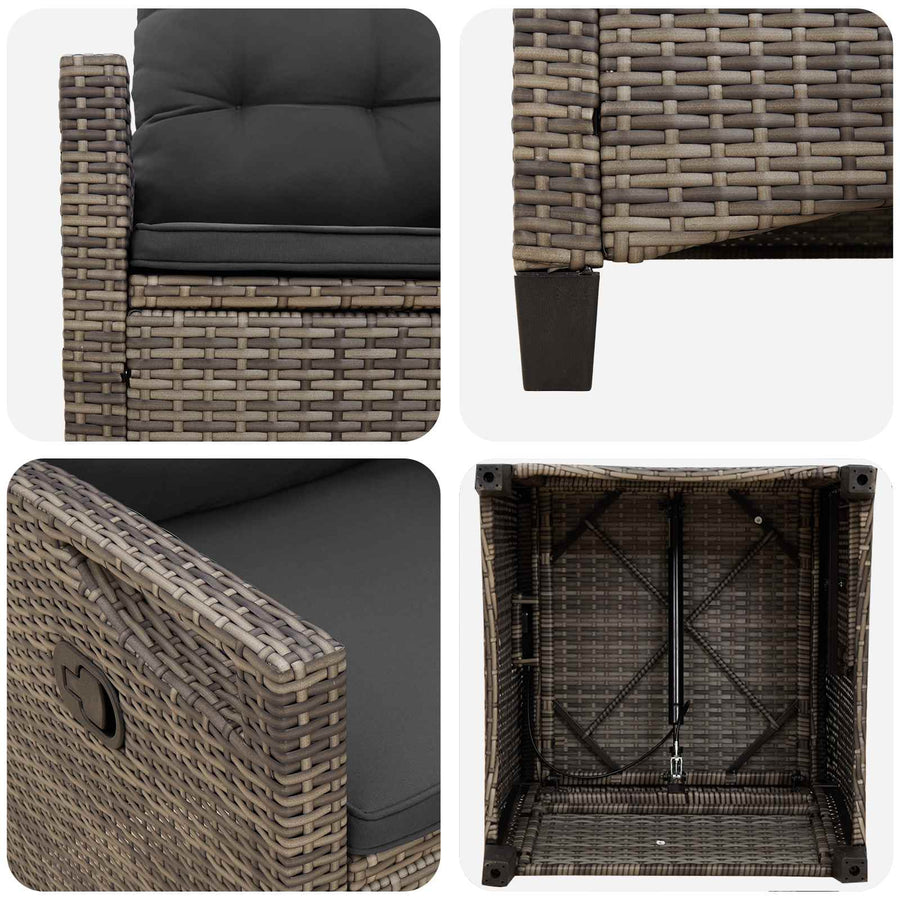 Garden Chair 2 pcs Grey and Dark Grey Steel and Polyester