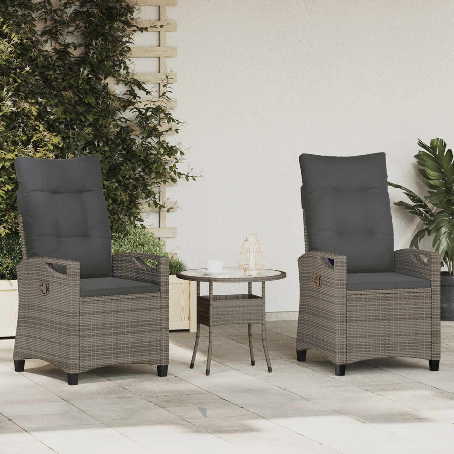 Garden Chair 2 pcs Grey and Dark Grey Steel and Polyester