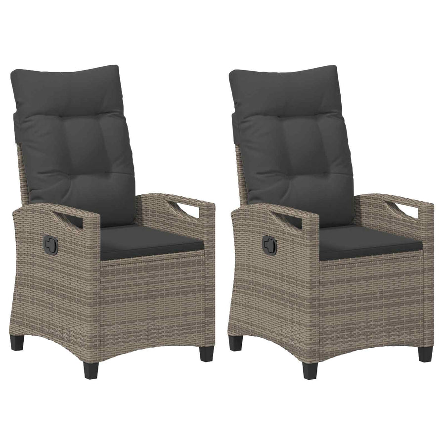 Garden Chair 2 pcs Grey and Dark Grey Steel and Polyester
