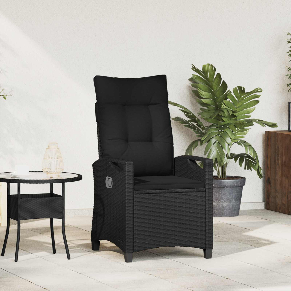 Reclining Garden Chair Black 56 x 60 x 112 cm Poly Rattan