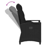 Reclining Garden Chair Black 56 x 60 x 112 cm Poly Rattan - Extra Image