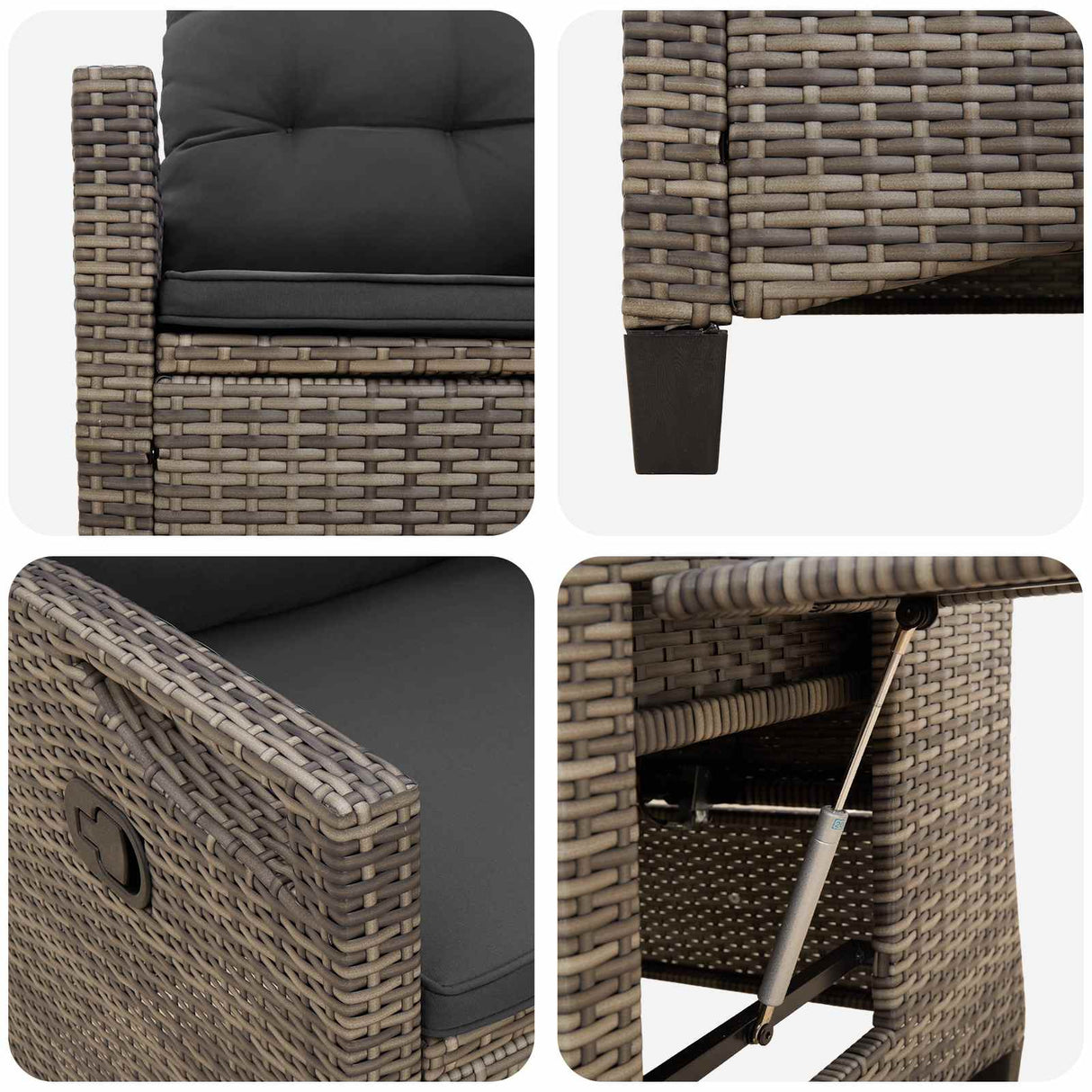 Reclining Garden Chair Grey and Dark Grey 56 x 60 x 112 cm