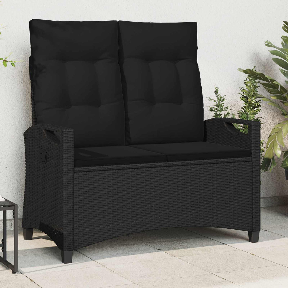 Garden Bench Black 105 x 60 x 112 cm Steel and Polyester