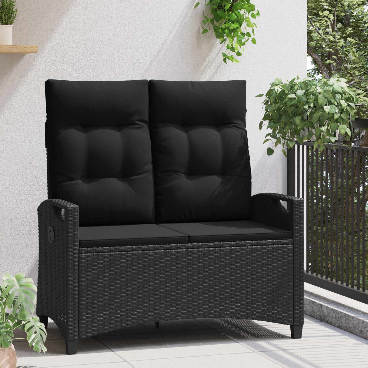 Garden Bench Black 105 x 60 x 112 cm Steel and Polyester