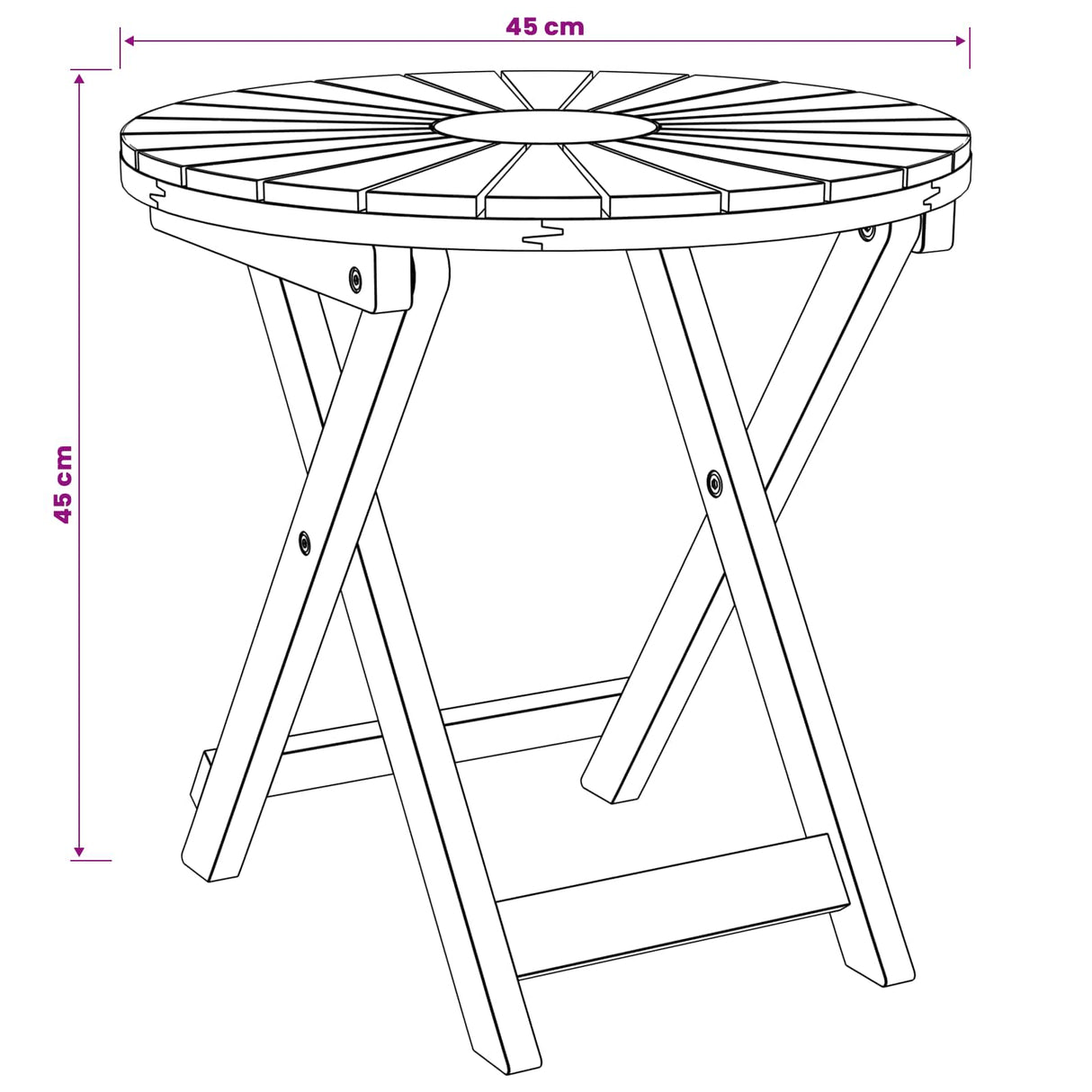 Bistro Table Natural Ø45 x 45 cm Solid Acacia Wood