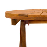 Folding Garden Table Natural Ø60 x 75 cm Solid Acacia Wood - Close-Up Angle