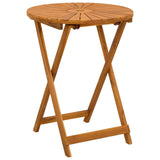Folding Garden Table Natural Ø60 x 75 cm Solid Acacia Wood - Front View