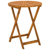 Folding Garden Table Natural Ø60 x 75 cm Solid Acacia Wood - 45-Degree Angle