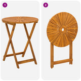 Folding Garden Table Natural Ø60 x 75 cm Solid Acacia Wood - Low Angle