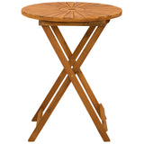 Folding Garden Table Natural Ø60 x 75 cm Solid Acacia Wood - Top-Down View