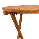 Folding Garden Table Natural Ø70 x 75 cm Solid Acacia Wood - Close-Up Angle