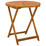 Folding Garden Table Natural Ø70 x 75 cm Solid Acacia Wood - Front View